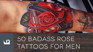 A spectacular red and black rose tattoo designs on elbow for guys. 50 Badass Rose Tattoos For Men Youtube