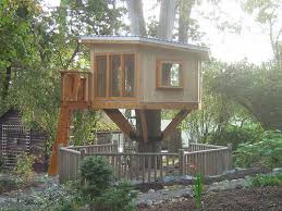 A treehouse is a great addition to every backyard! A Simple Backyard Treehouse And Bird Watching Platform Simple Tree House Tree House Plans Tree House Designs