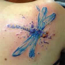 Watercolor tattoos, manhatten new york. Watercolor Dragonfly Tattoo On Shoulder