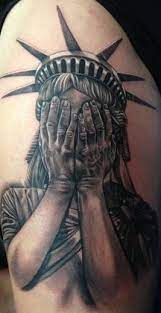 Discover lady liberty's torch shining brightly over new york city with this collection of the top 70 best statue of liberty tattoo designs for men. Statue Of Liberty Crying Tattoo Done By Max Egy At Bohemian Tattoo Club Give Me Your Tired Your Poor Your Hu Liberty Tattoo Bohemian Tattoo Skyline Tattoo