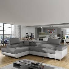 Veuillez soulever le salon d'angle pour le déplacer et toujours mettre les dossiers contre un mur. Canape D Angle Convertible Canape Gris Et Blanc Canape Pas Cher