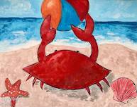 Color Your Canvas Kids: Crabby Beach Day