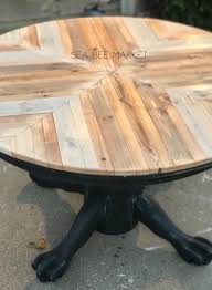 Adjusting on the fly gets real easy with tables ready to roll with the times by being cleverly interchangeable. Herringbone Round Table Top Upcycle Sea Bee Market