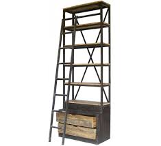 Ces étagères ont été fabriquées avec un cadre en acier robuste et des rayons en bois. Etagere Industrielle Avec Echelle Et Tiroirs Ladder 1009