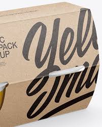 Download 4 Plastic Cups Kraft Paper Pack Mockup Half Side View In Box Mockups On Yellow Images Object Mockups PSD Mockup Templates
