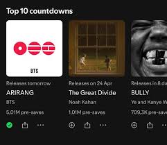 ARIRANG CHÍNH THỨC CÁN MỐC 5 TRIỆU LƯỢT PRE-SAVE TRÊN SPOTIFY 🔥 ⭐️ Album  đầu tiên của nhóm nhạc đạt được cột mốc trên ⭐️ Album đầu tiên của năm 2026  đạt