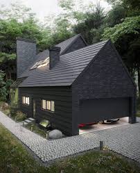 Love The Blend Of Black And Grey Brick Coupled With The Black Metal Roof Winning Combination Black House Exterior Exterior House Colors Exterior Design