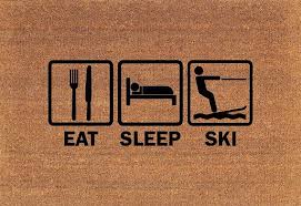 Eat Sleep Water Ski Water Skiing Door Mat Coir Doormat Rug 2 X 2 11 24 Inches X 35 Inches Welcome Mat Hou Door Mat Eat Sleep House Warming Gifts