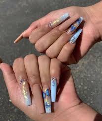 For instance, making use of white as well as gold on heaven casket nails looks specifically stunning, despite turquoise blue. Long Coffin Baby Blue Butterfly Nails Blue Acrylic Nails Red Acrylic Nails Cute Acrylic Nail Designs