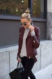 Burgundy Leather Nyc Street Style Black Denim Burgundy Leather Jacket Leather Jacket Outfits Burgundy Leather Jacket Outfit