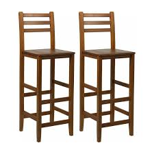 Homcom Classic Acacia Wood 30 In Bar Height Pub Chair Set Of 2 In 2020 Classic Bar Stools Wooden Bar Stools Bar Stools