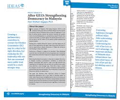 Aras 4 & 5, block c7, kompleks c, pusat pentadbiran kerajaan persekutuan, 62690, putrajaya. Policy Paper No 6 After Ge13 Strengthening Democracy In Malaysia Ideas Institute For Democracy And Economic Affairs