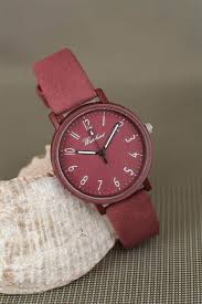 Bordo Renk Deri Kordonlu Mat Metal Kasa Bayan Kol Saati Renkler Metal Deri