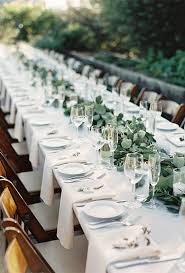Eucalyptus Table Runner Elegant White Perhaps Add Some Flowers And Candles To The Runner Mariage Minimaliste Table Mariage Mariage Vegetal