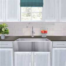 Single bowl kitchen sink in white with grid and strainer enduring in beauty and performance, this enduring in beauty and performance, this apron front kitchen sink is a fashionable kitchen fixture with modern farmhouse charm. Nantucket Sinks 33 W X 22 1 4 D X 10 H Brushed Satin Pro Series Small Radius Farmhouse Apron Front Stainless Steel Sink Kitchensource Com