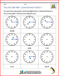 English as a second language (esl) grade/level: Clock Worksheet Quarter Past And Quarter To