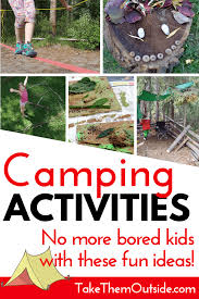 Here are some fun things to do while camping, including water activities, sports, and games to play. Banish Camping Boredom With These Camping Activities Camping Activities For Kids Camping Games Kids Bored Kids