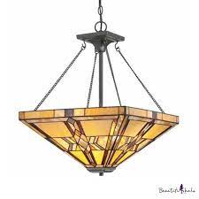 Mission Style Tiffany Stained Glass Inverted Hanging Light For Living Room Restaurant 2 Sizes For Choice Fine Art Lighting Pendant Light Bowl Pendant