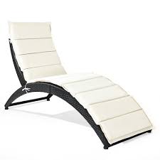 Msrp $199.99 folding lounge chair chaise portable recliner sun lounger outdoor garden patio (various colors) * sun lounger: Costway Folding Patio Rattan Lounge Chair Chaise Cushioned Portable Garden Lawn Black Target