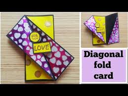 Love Card For Valentine Diagonal Fold Card Greeting Card With Chart Paper With Heart