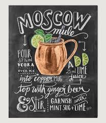 Moscow Mule Print Chalk Art Recipe Print Cocktail Art Etsy Moscow Mule Recipe Cocktails Mule Cocktail Recipe Bar Cart Art