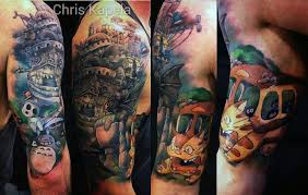 My Studio Ghibli Half Sleeve Totoro Howlsmovingcastle Kodama Catbus Laputa Ghibli Studioghibli Tattoo Anime Nghệ Thuật Anime Nghệ Thuật