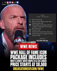 WWE Hall of Fame Icon ticket packages are available.