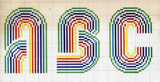 rainbow alphabet pattern cross stitch and needlepoint chart pattern