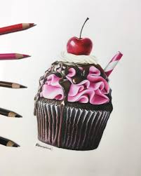 T Art On Instagram Cupcake I Finally Finished The Cupcake It Didnt Really Turn Out As I Wanted Not As Re Cupcake Drawing Cake Drawing Pencil Art Drawings