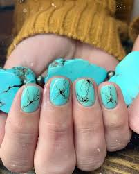 Purple mojave turquoise nail art | right hand. 50 Dazzling Turquoise Butterfly Nail Designs