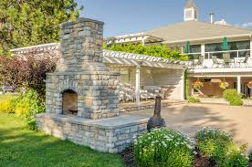 A buyer's wish list could well include fireplace. Backyard Patio With Gazebo And Big Brick Fireplace Champion Brick