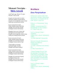 Sebenarnya aku punya kumpulan lagu perpisahan sahabat, tetapi ini aja yang mau share. Lirik Memori Tercipta