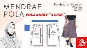 Harga borong minimum 10 helai. Mendraf Pola Skirt A Line Dengan Menggunakan Pola Asas Skirt Mudah Cepat Dan Tepat Youtube