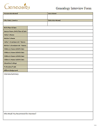 Genealogy Interview Form Record Free Microsoft Word Download