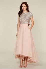 Fun I Love Hi Low Long Skirts And A Top That Has The Appearance Of Being A Cro Sequin Bridesmaid Dresses Bridesmaid Dresses Strapless Blush Bridesmaid Dresses