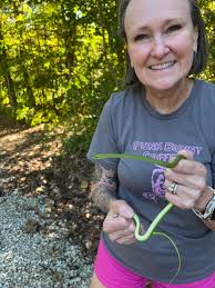 No snakes was harmed.both was set free after the pics was taken. My  question is how come one is patternless he was actually green the picture  makes it look darker