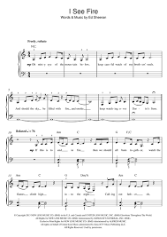 I See Fire From The Hobbit Sheet Music Ed Sheeran Easy Piano Sheet Music Piano Sheet Music Free Digital Sheet Music