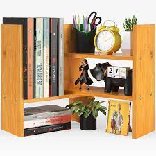 Get 5% in rewards with club o! Amazon Com Pipishell Bamboo Desktop Bookshelf Organizer Large Office Desk Storage Shelf Rack Natural Wood Adjustable Tabletop Display Corner Countertop Bookcase Shelves For Office Supplies Home Decor Kitchen Office Products