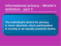 Vis A Vis Definition Definition Part 2 Informational Privacy Westin S Definition Part 3 Informative Definitions Presentation