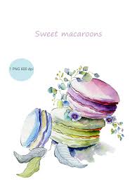 Watercolor Macarons Macarons Clipart Macarons And Flowers Sweet Macarons Macaroon Digital Macar Food Illustration Art Watercolor Food Illustration Illustration