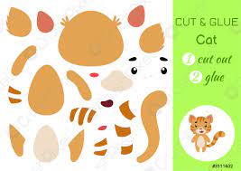 1 juegos de movimiento para niños en casa. Cortar Y Pegar Papel Pequeno Gato Ninos Manualidades Vector De Stock Crushpixel