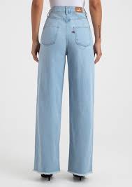 Calça Wide Leg Jeans Claro Desfiada com Recortes - Monjuá