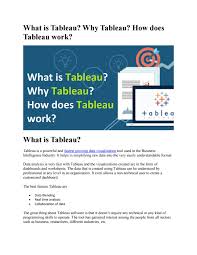 What Is Tableau Why Tableau How Does Tableau Work By Learning And Teaching Online Courses Issuu