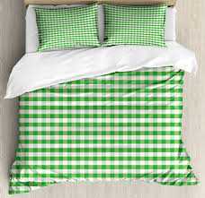 Here you'll find a big choice, including extra soft materials like densely woven cotton percale, to help you find what suits you. Gingham King Size Duvet Cover Set Picnic Blanket Inspired Green And White Plaid Retro Gingham Checkered Pattern Decorative 3 Piece Bedding Set With 2 Pillow Shams Green And White By Ambesonne