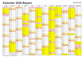 Auf kalenderpedia.de können sie aus einer vielzahl an vorlagen auswählen und sich so den für sie am besten geeigneten kalender kostenlos herunterladen und ausdrucken. Kalender 2020 Bayern Ferien Feiertage Excel Vorlagen