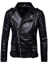 Asymmetrical Zip Up Epaulet Faux Leather Jacket Pilot Leather Jacket Faux Leather Biker Jacket Faux Leather Jackets
