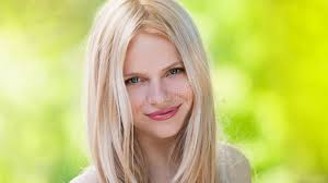 Vera, Blonde Face in Nature Stock Photo