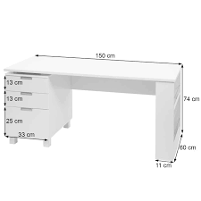 Rechteckig mit quadratrohrgestell ø5 cm. Schreibtisch Hwc F63 Burotisch Computertisch Arbeitstisch 150x60cm Weiss