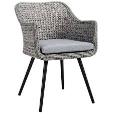 Modway Endeavor White Gray Outdoor Wicker Dining Armchair Gray Gray In 2020 Wicker Dining Armchair Outdoor Dining Chairs Patio Dining Chairs