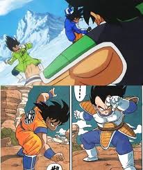Classic Dbz Reference Of Goku Vegeta Fighting Stands Back When They Were Rivals During The Saiyan Saga Anime Dragon Ball Dragon Ball Super Goku Dragon Ball Z
